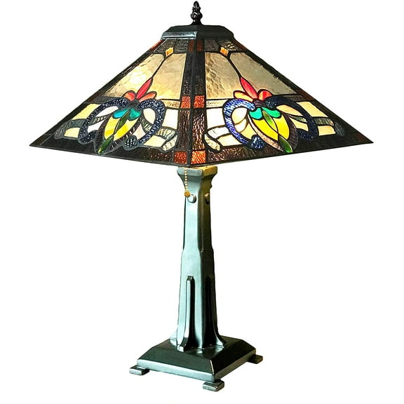 RADIANCE Goods Tiffany-Style Mission Stained Glass Table Lamp 24" Height