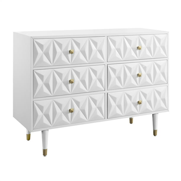 Riverbay Furniture 6 Drawer Geo Texture Dresser In White Walmart Com Walmart Com