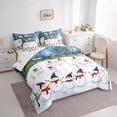 thumbnail image 4 of Manfei Funny Winter Snowman 7pcs Bedding Comforter Set, Merry Christmas Queen Bedding Sets, Teens Kids Boys Girls Reversible Queen Sheet Sets, Luxury Bedroom Decor, 4 of 8