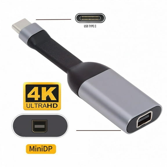 Chenyang USB-C Type-C Source to Mini DP Displayport 4K 60hz Sink HDTV Adapter Ultra Slim Flat Cable 1080p for Laptop Tablet Phone