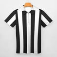 thumbnail image 3 of Black And White Vertical Stripes Men Zipper T-shirt Summer Casual Short Sleeve T-shirt Top, 3 of 7