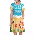 thumbnail image 1 of Fotbe Hello Summer1 Vestido Largo de Moda para Mujer, Vestido Tipo Camiseta con Manga Corta y Estilo Casual a Rayas y Bloques de Color, 1 of 6