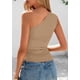 thumbnail image 2 of PRETTYGARDEN Top Mujer Ajustado con Un Hombro y Fruncido Verde Caqui Talle S, 2 of 9