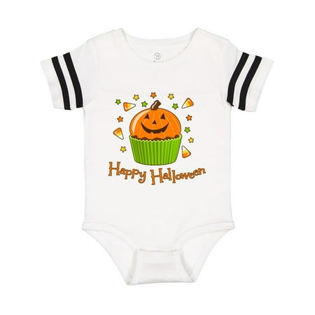 

Inktastic Happy Halloween- cute pumpkin cupcake Gift Baby Boy or Baby Girl Bodysuit