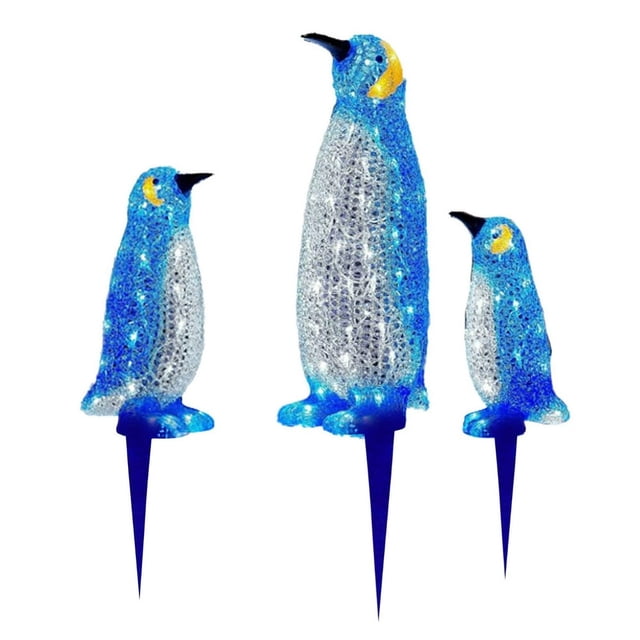 Light-Up Penguin Christmas Decoration Penguin Christmas Decorations With Mini Lights Penguin Animal Garden Piles For Outdoor Decoration On The Ground Lawn - Multi-Color