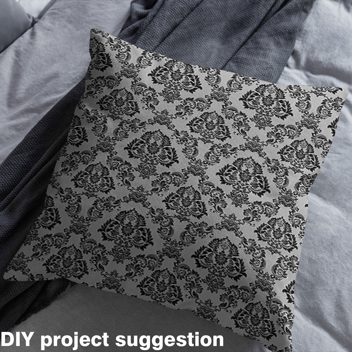 Feelyou Western Damask Fabric by the Yard 2 Yards for Kid, Gothic Halloween Sewing Fabric, Boho Flower Print Home Decor Fabric by the Yard, Super Cozy Room Decor