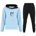 thumbnail image 1 of Gibobby Conjunto dama pants y sudadera afelpada Conjuntos de sudadera con bloques de Color y cuello vuelto para mujer, trajes de 2 piezas, chándales, pantalon(Azul celeste,XL), 1 of 2