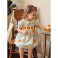 thumbnail image 6 of Cjfdfy Toddler Baby Girls Halloween Dress Thanksgiving Outfit Infant Baby Girls Summer Plaid Gingham Dress Fall Pumpkin Embroidered Doll Collar Puff Short Sleeve Dress, 6 of 9