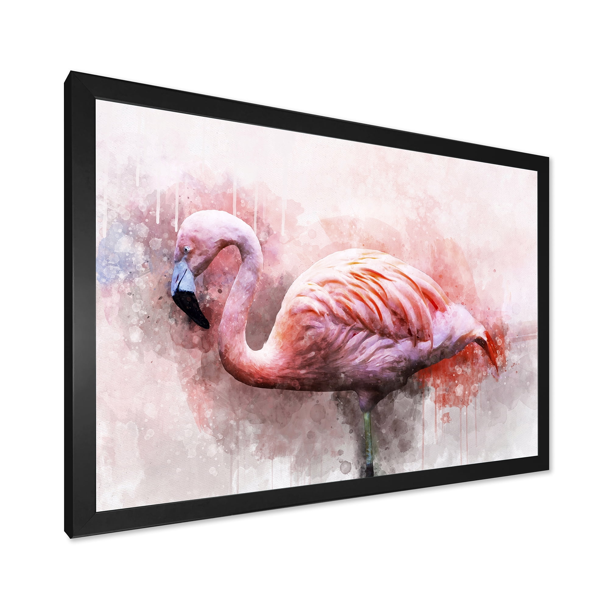 Designart 'Abstract Portrait of Pink Flamingo V' Farmhouse Framed Art Print