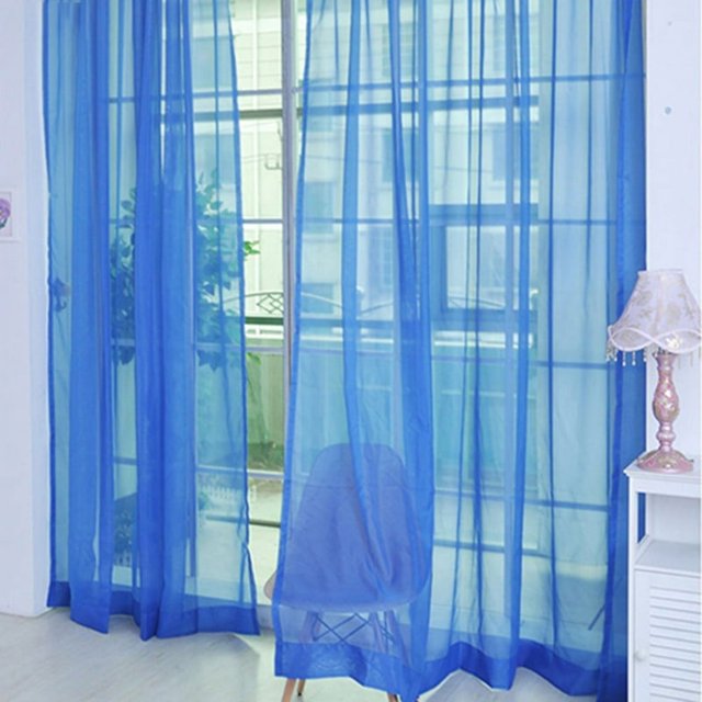 PENGXIANG Glass Yarn Sheer Window Valance Curtain Pure Color Bedroom Home Wedding Decor