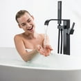 thumbnail image 2 of Wand Floor Mounted Bathroom Tub Filler with Hand Shower, Brass Freestanding Bathtub Faucet, 2 of 5