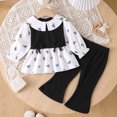 thumbnail image 3 of Mnyotv Girls' Fall Winter Outfits Ruffle Long Sleeved Sweatshirts and Ribbed Pants 2Pcs Sets Size 9-12 Months, 3 of 6