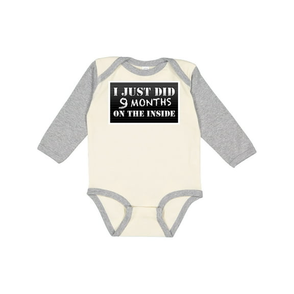 Inktastic 9 Months on the Inside Boys or Girls Long Sleeve Baby Bodysuit