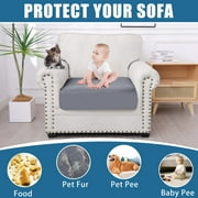 Smiry Waterproof Couch Cushion Covers, Stretch Sofa Seat Cushion Slipcovers,Elastic Furniture Protector for Pets And Kid(Small, Gray)