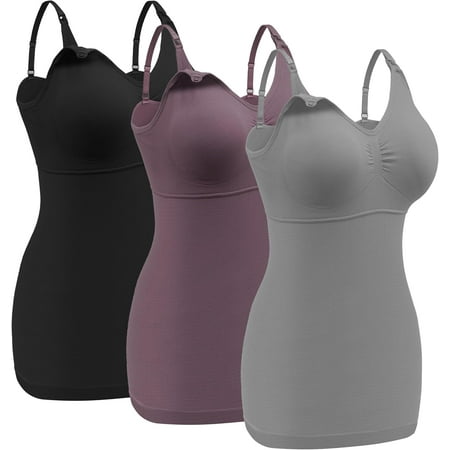 3 Pack Maternity Nursing Tank Tops for Breastfeeding Womens Nursing Maternity Cami Built in Bra Sleep Bra XXL