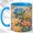 Blue, variant on Lotus Floral Accent Mug, 11oz Ceramic Coffee Cup for Flower Lovers