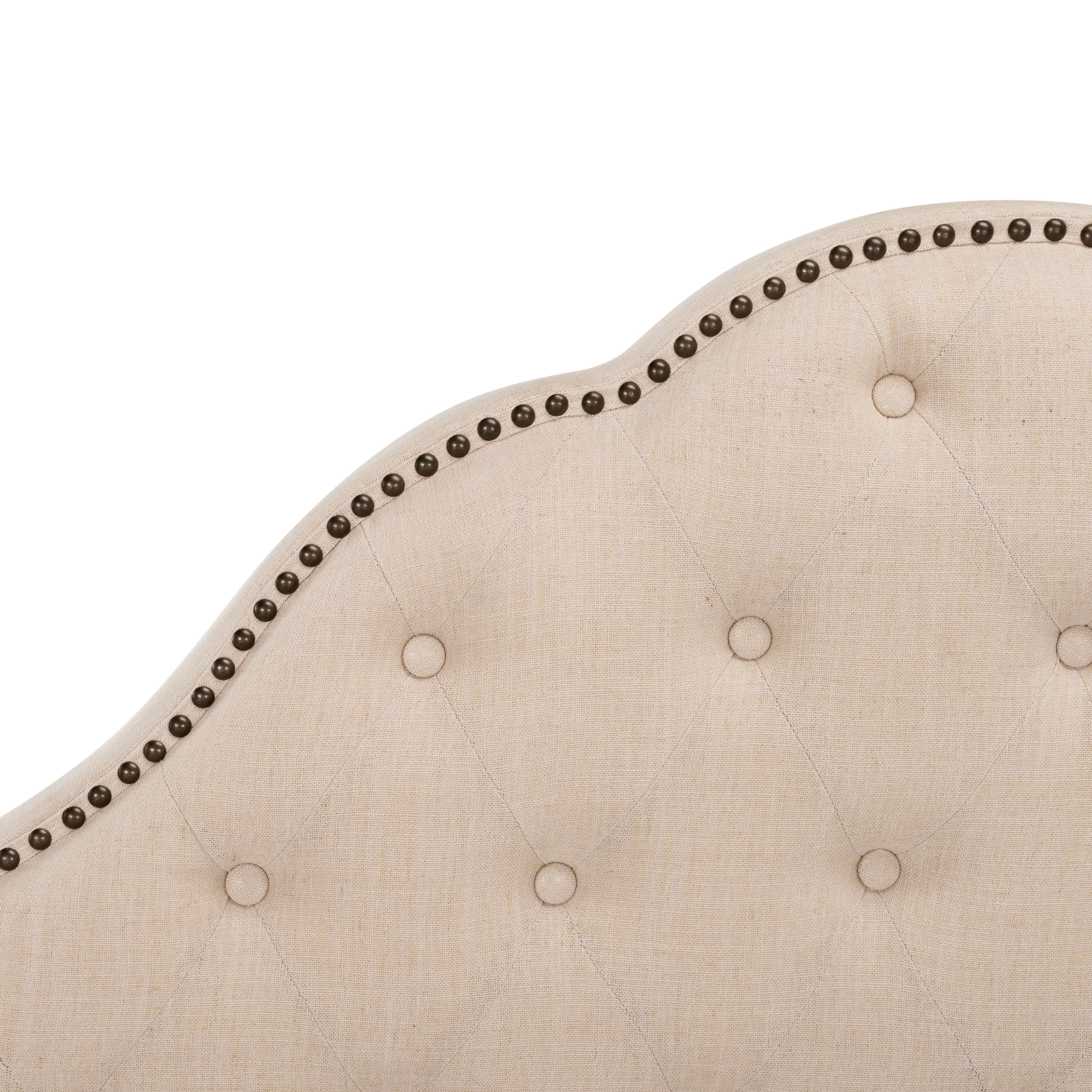SAFAVIEH Beckham Modern Glam Tufted Headboard with Nail Heads, Full, Beige