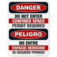 thumbnail image 1 of Do Not Enter Confined Space Permit Required Bilingual Sign, OSHA Danger Sign, 18x24 Reflective Aluminum EGP, 1 of 1