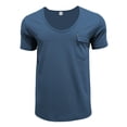 thumbnail image 2 of NinXxx Men's V Neck Solid Large Casual Short Sleeve Pocket Tee Blue XXL, 2 of 6