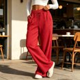 thumbnail image 7 of Women's High Waist Drawstring Wide Leg Sweatpants with Pockets Summer Loose Casual Lounge Trousers, 7 of 7