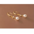 thumbnail image 5 of EOEMY 8mm Pearl Hook Earrings Golden 925 Sterling Solid Silver Handmade-Gold, 5 of 9
