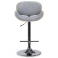 thumbnail image 3 of Simpli Home Marana Mid Century Modern Bentwood Gas Lift Bar Stool with Light wood in Stone Grey Polyester linen, 3 of 11