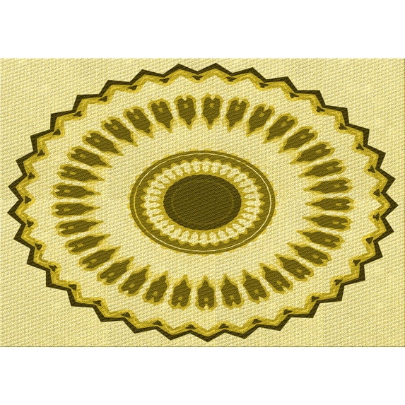 Ahgly Company Indoor Rectangle Patterned Dark Golden Rod Brown Area Rugs, 5' x 8'