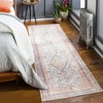 thumbnail image 3 of BoutiqueRugs Moora Boho Vintage Area Rug - Farmhouse Traditional Medallion Carpet for Hallway, Kitchen - Machine Washable - Tan, Pink, Peach, Sage, Blue, Cream - 2'7" x 7'10" (2x8), 3 of 15