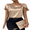 Gold, variant on LYMAYTER Women Silk Satin T-Shirt Twist Front Knot Loose Breathable Lightweight Fashion for Tees Top S-XL