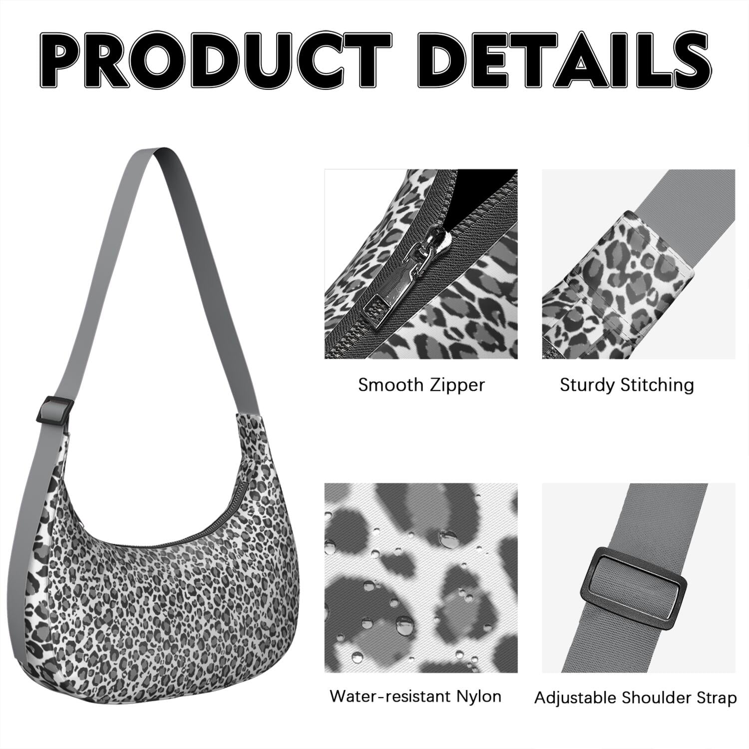Classic Vintage Leopard Pattern Crossbody Tote for Women, Tropical Cheetah Print Shoulder Bag, Lightweight Water-Resistant Hobo Purse with Abstract Romantic Texture