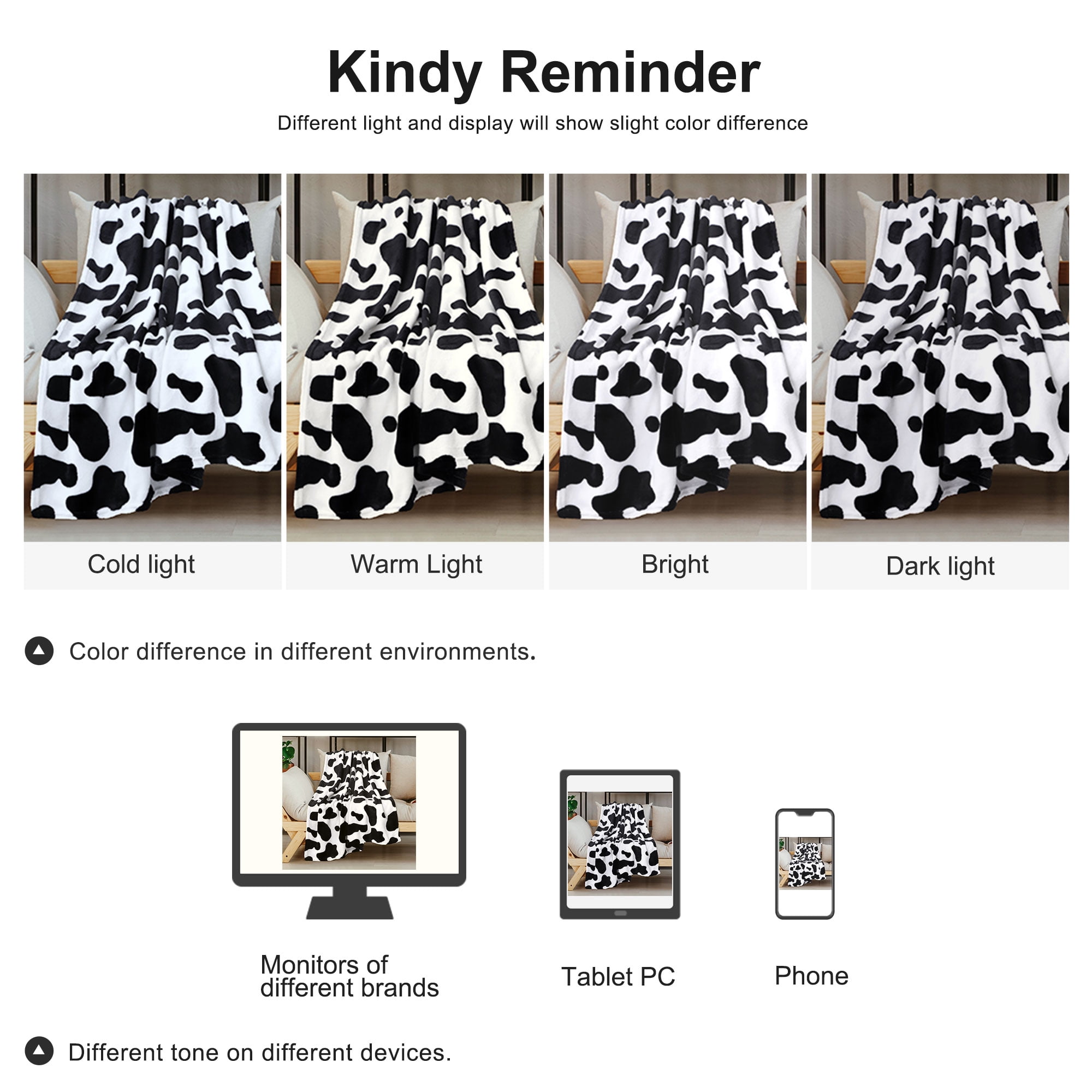 Unique Bargains Cow Printed Soft Lightweight Bed 300GSM Flannel Throw Blanket 59" x 79"