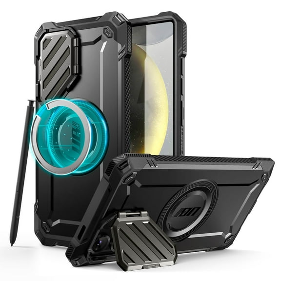 SUPCASE for Samsung Galaxy S25 Ultra Case with Stand [Built-in Camera Cover Kickstand] [S Pen Friendly] [Compatible with MagSafe] Heavy Duty Rugged Magnetic Phone Case for Galaxy S25 Ultra, Black