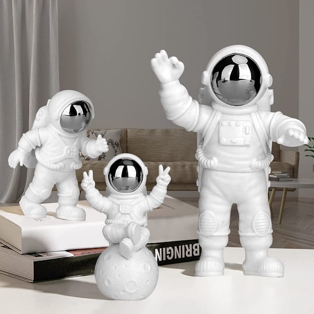 Adornos de astronauta, decoración de cumpleaños de astronauta, estatua de astronauta, figura de pastel de astronauta, astronauta de resina, decoración de pastel de astronauta, juego de 3