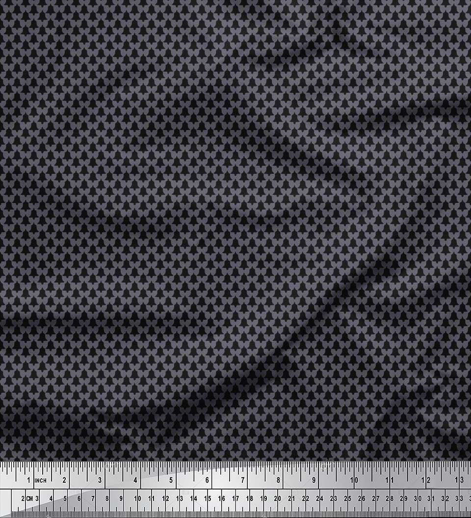 Soimoi Poly Georgette Fabric Bell Christmas Printed Craft Fabric by The Yard 52 Inch Wide