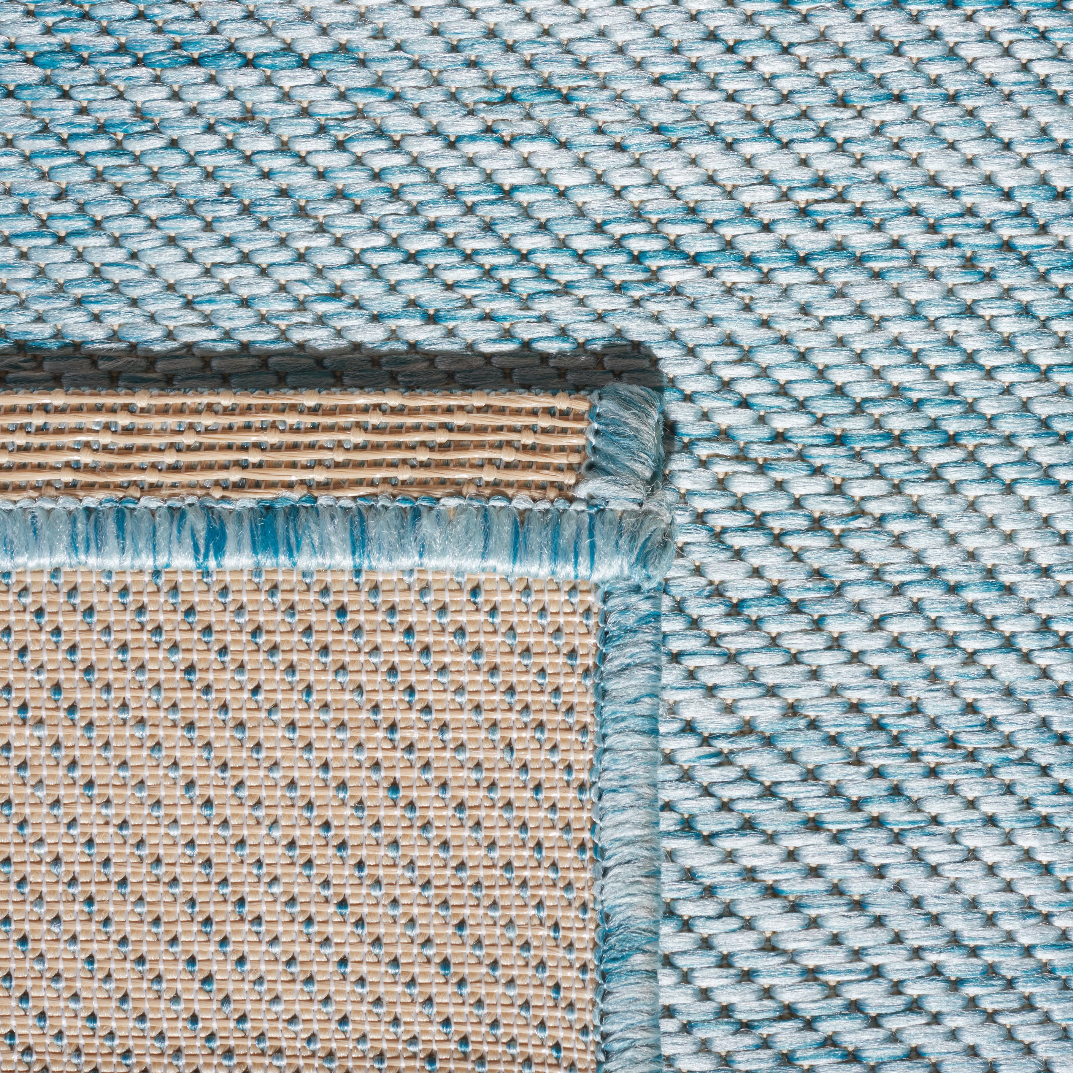 SAFAVIEH Beach House Tayler Solid Indoor/Outdoor Area Rug, Aqua, 6'7" x 6'7" Round