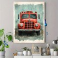 thumbnail image 4 of Qisvanset 12x16 Inch Framed Canvas Wall Art Sage Green Fire Truck Vehicle Boys Kids Nursery Wall Print Set, 4 of 8