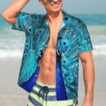 thumbnail image 7 of Disketp Beautiful Blue Peacock Hawaiian Shirts for Men,Mens Casual Short Sleeve Button Down Shirts Beach Shirt,Medium, 7 of 7