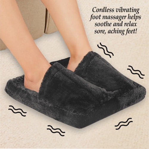 Plush Cordless Foot Massager, Portable Pillow for Feet, Cushion, Black