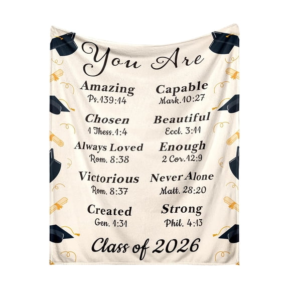 2026 Graduation Gifts for Her Him, 2026 Graduation Throw Blankets, Class of 2026 Gifts Bulk, Senior Graduattion Decor, Best Gift for High School Senior Night, Soft Flannel Blanket,White 100*130cm