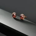 thumbnail image 4 of Gem Stone King 2.06 Ct Oval Checkerboard Red Garnet E-F Lab Grown Diamond 18K Rose Gold Plated Silver Earrings, 4 of 4