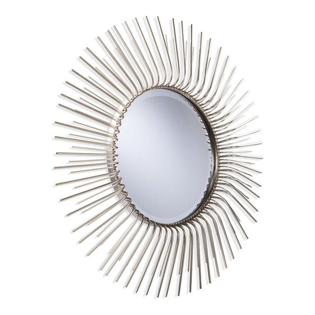 Meubles SEI Trevella Miroir Mural Rond Sunburst en Or Champagne