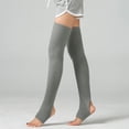 thumbnail image 2 of Women Yoga Stockings Open Heel Ribbed Knit Thigh High Leg Warmers for Ballet Dancing Lounging, 2 of 8