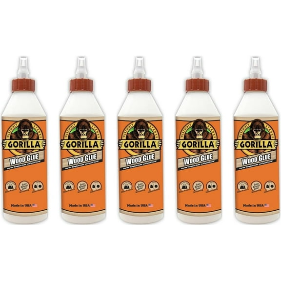 Gorilla Wood Glue, 18 ounce Bottle, Pack of 5