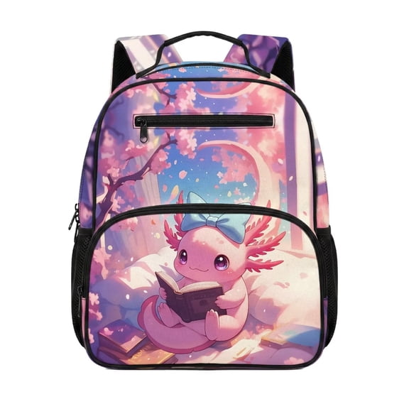 Jeiento Cute Axolotl Toddler Backpack for 2-5 Year Old, 13.5 inch Preschool Bag for Boys & Girls, Lightweight Kids Bookbag with Pockets