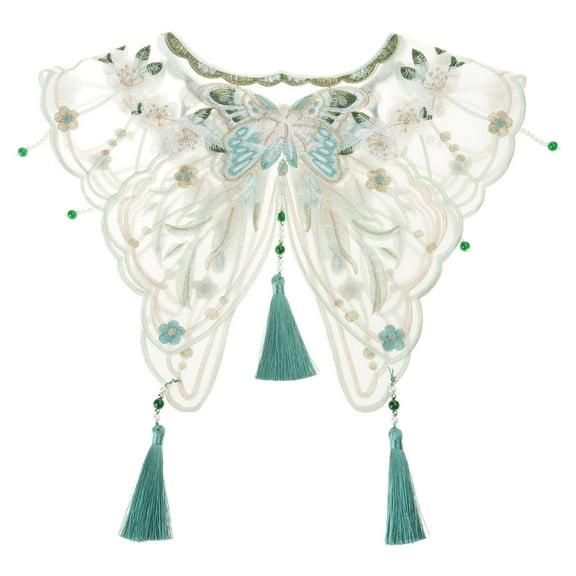 Aellinatey Chinese Style False Collar Embroidered Butterfly Beaded Tassels Yunjian Shawl