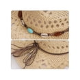 thumbnail image 6 of Gustave Straw Cowboy Hat for Men Women Western Cowgirl Sun Hat Shapeable Wide Brim Hollow Out Summer Beach Hat with Decorative Band - Khaki, 6 of 7