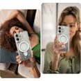 thumbnail image 4 of Funda magnética con purpurina para iPhone 17 [compatible con MagSafe], con brillantes diamantes de imitación y soporte, de lujo, a prueba de golpes y con protección para cámara, 4 of 6