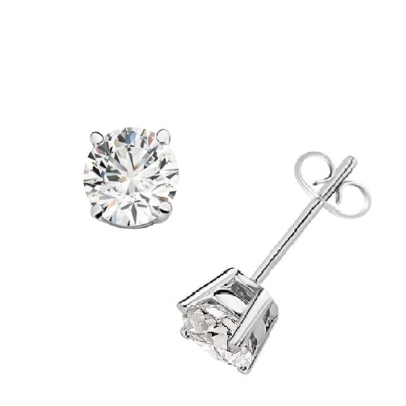 0.20 Carat Lab Grown Diamond Prong Set Stud Earrings For Women In 14K White Solid Gold