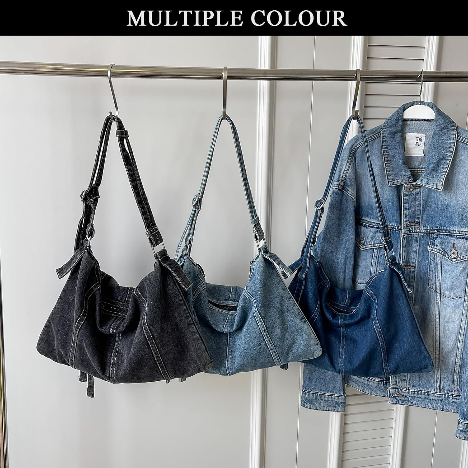 CoCoMangos Denim Purse, Denim Bags for Women Jean Purse Trendy Denim Crossbody Handbags