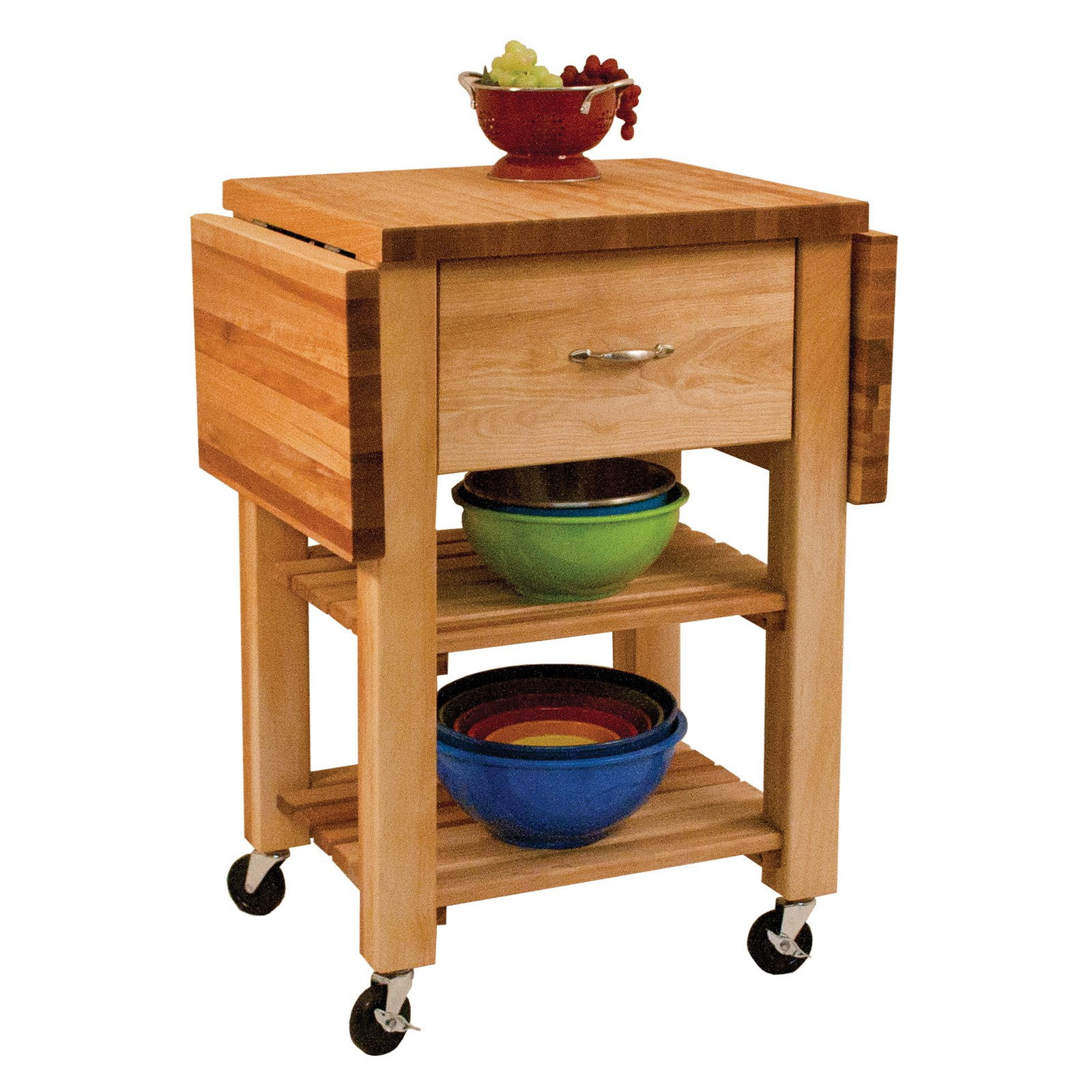 Catskill Craftsman Deep Drawer Double Drop Leaf Portable Kitchen Cart